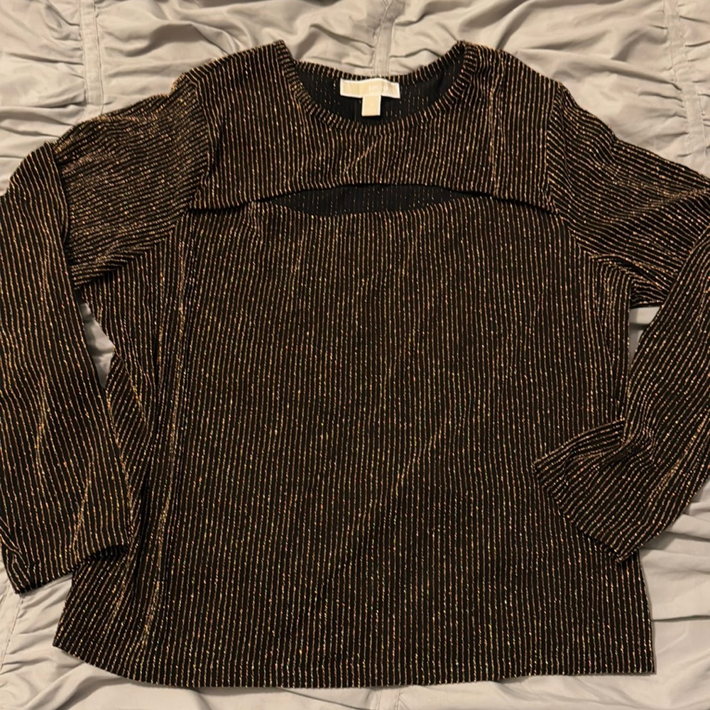 Michael Kors Black and Gold Peek a Boo Top